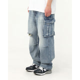 LIGHT BLUE CARGO DEMIM PANTS