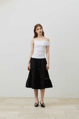 SHERRY UNBALANCE SHIRRLING TOP / WHITE