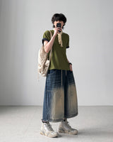Enta Double Knee Bermuda Denim