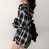 Tring Oversized Fit Tartan Checkered Hooded Shirt