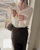 Crum see-through punching cardigan