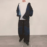 panel mix denim wide pants_blue