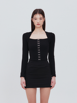 フックスクエアトップス(black)
