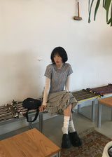LACE CHECK TEE
