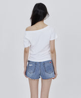 CONY MISFIT KISS GLITTER OFF SHOULDER TEE / WHITE