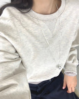 Burnt Overfit Balloon Crop Sweatshirts 4C