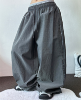 SIDE LIGHTENING 🩶💛🖤 NYLON OVER WIDE OVER LONG PANTS 💛3COLOR