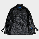 glossy strap shirt_black