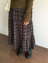 Joupe check long skirt (2color)