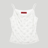 GLITTER COWL NECK CAMISOLE: WHITE