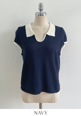 Cooly V Color Matching Collar Knit
