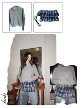 checkered layered frill wrap skirt