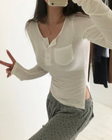 [MADE] タスサイドスリット長袖トップ