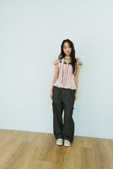 CHEEK DOT PUFF BLOUSE SCARF SET 