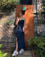 Simonda チェック柄ロングドレス