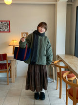 [unisex] コートレウーレンハーフボンバーパディングジャンパー