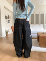 WORK STRIPE BALLOON JEANS