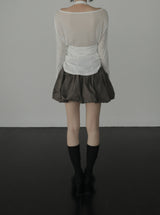 Woolen Cowl Neck Eyelet Halter Top