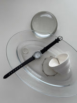 Oval leather watch