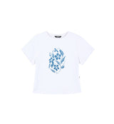 フラワークロップTシャツ(ブルー)