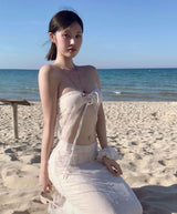 [ 3-piece / nude mermaid mood ] alcohol-free lace bikini