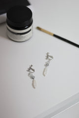 シルバー 925 真珠ピアス 手作り Dark Creek Crystal Pearl Silver 925 Pierce