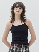 KIRSH PLAIN CHERRY SEMI CROP SLEEVELESS - DARK NAVY
