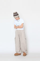 fleece oblique cargo pants