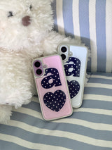 NAVY DOTTY LOVE PINK Silver Epoxy Case