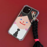 SMILEY FACE HARD JELL CASE - VER.2 (+HAIR KEYRING SET) - BLACK