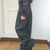 Piwoo Carpenter Work Pocket Cotton Pants
