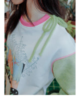 UnsocialNight original design autumn and winter light green cute イラストプリントハーフスカート female