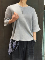 アビン クロップ ワッフル 半袖Tシャツ 4C