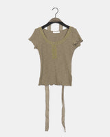Serin レースボタン半袖Tシャツ
