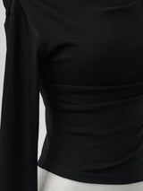 シャーリングオフショルダースリット T (3color)