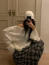 🖤Home Gradient チェックワイドロングパンツ (Black)