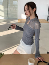 カラーシースルーストライプロングスリーブTシャツ