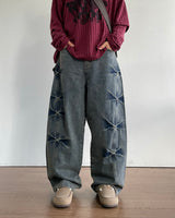 Pin Curved Denim Pants