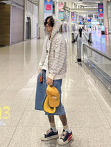 Oversized Striped Hooded Sweatshirt 2COLOR