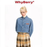 WhyBerry 22AW "バイウィズデニム" ショートシャツジャケット, レトロフリンジデニムシャツ for women