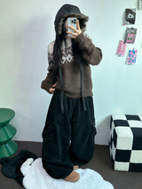 ミンク🖤リベットパラシュートコーデュロイロングパンツ🩶🖤2カラー