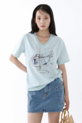 ギャラクシーVネックTシャツ_アイスミント