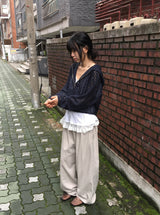 リネフ レース サマー セミクロップ フード ジップアップ