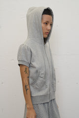 Puff Shoulder Half Zip-up (Gray)