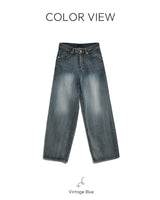 Deco wide denim pants