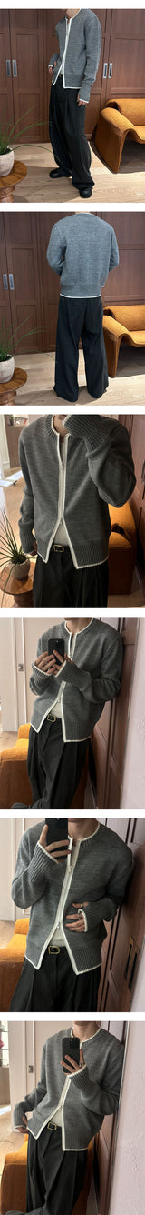 [F/W] ラインフィンガーホールニットジップアップ(3color)
