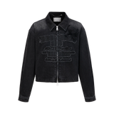 13DE MARZO Denim Frayed Embroidered Jacket