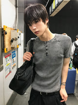 Washed Henley Knit