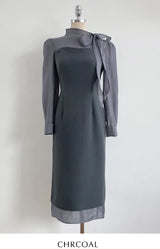 26FW★ジェシア タイ シフォン Hライン ロングワンピース