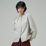 CHECK PATTERN BLOUSE  (LightBeige)